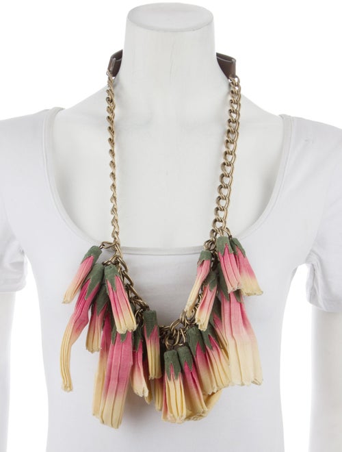 Marni Leather Flower Collar Necklace