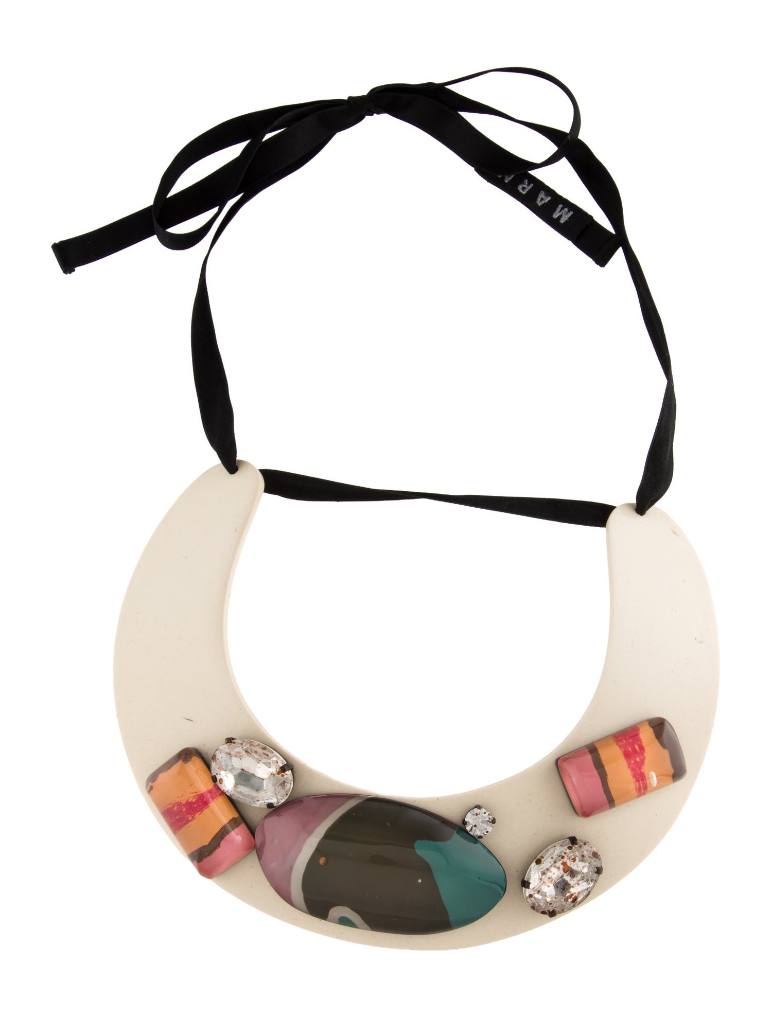 Marni Crystal, Resin & Ribbon Collar Necklace
