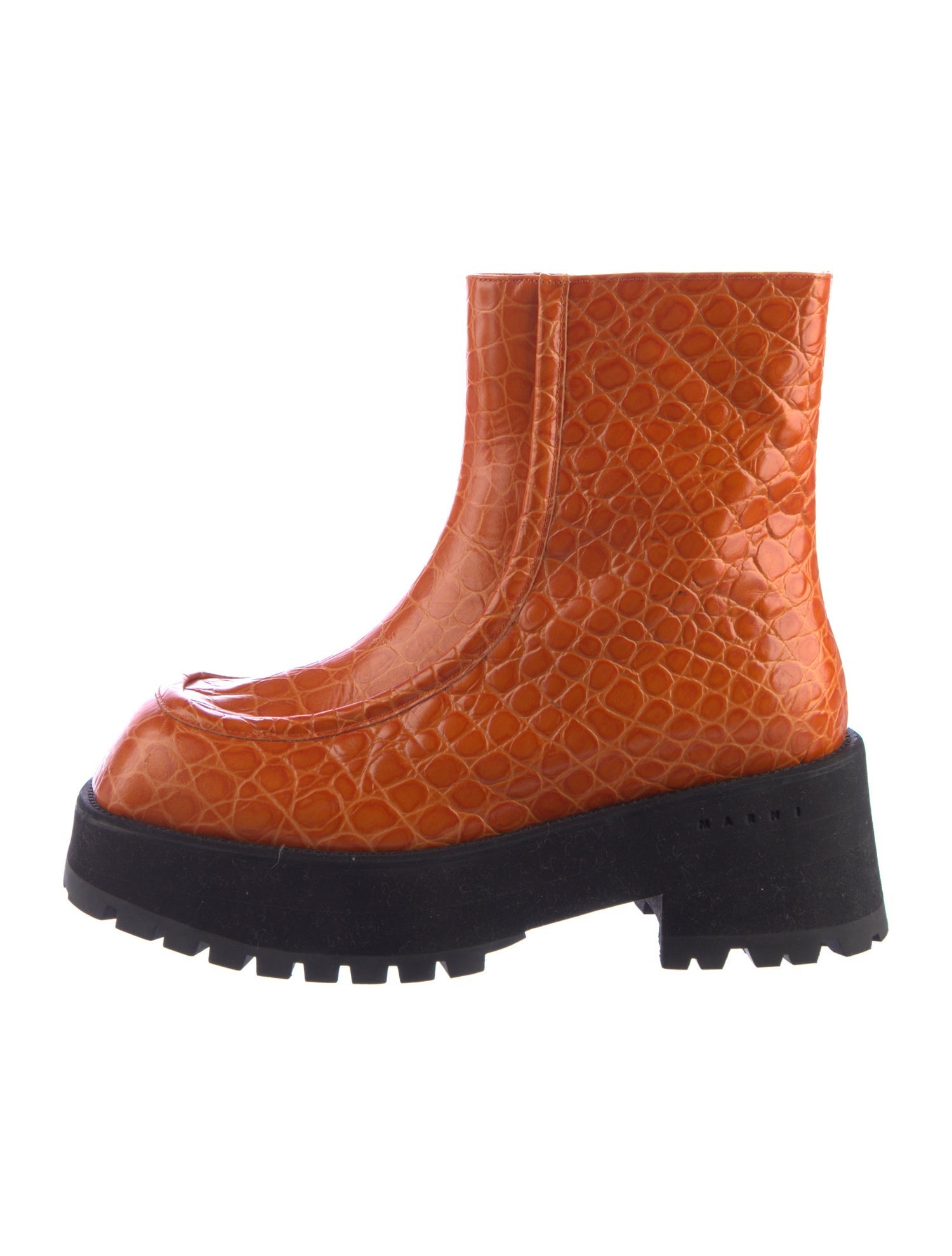 Marni Embossed Leather Combat Boots