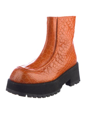 Marni Embossed Leather Combat Boots