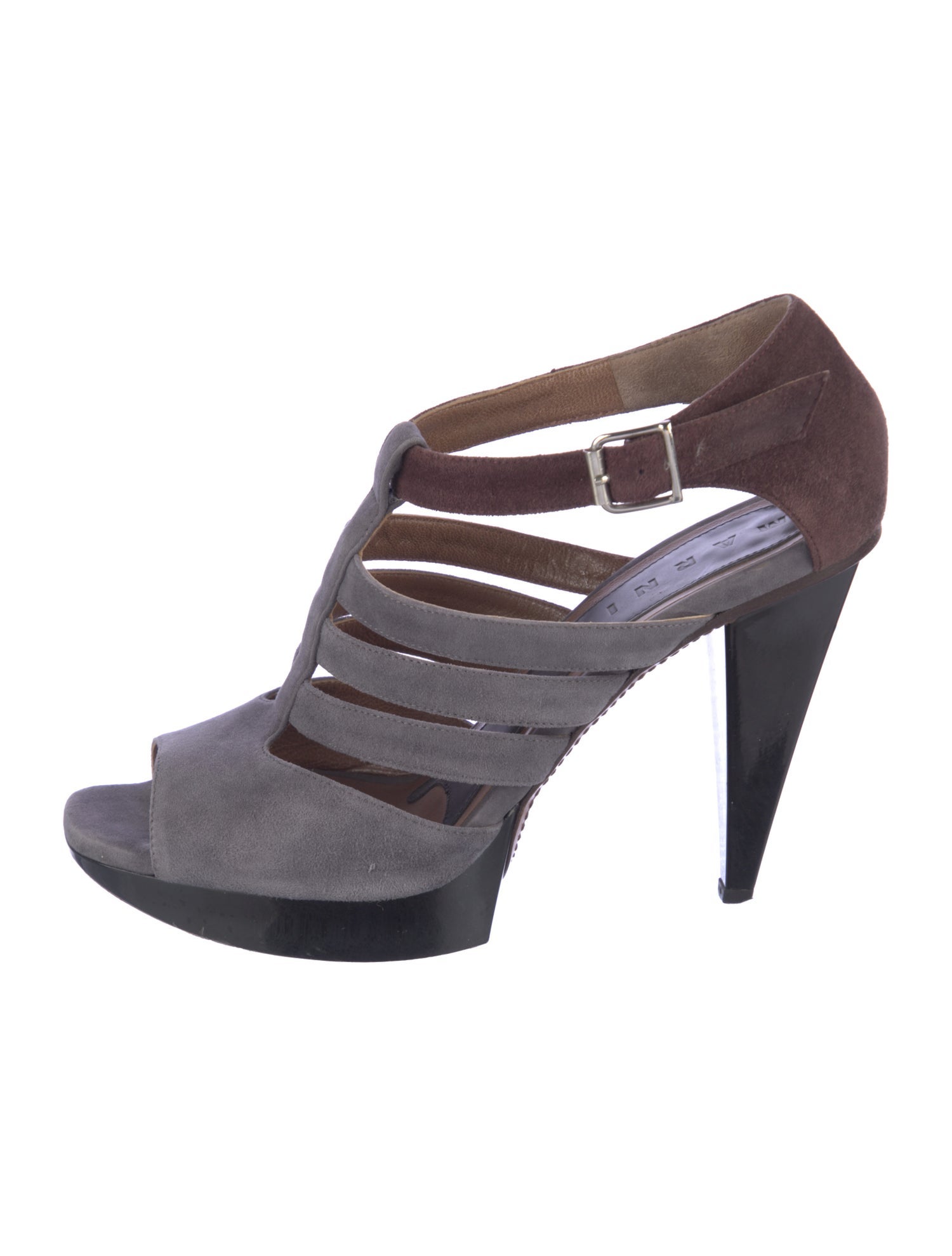 Marni Suede Colorblock Pattern Slingback Pumps