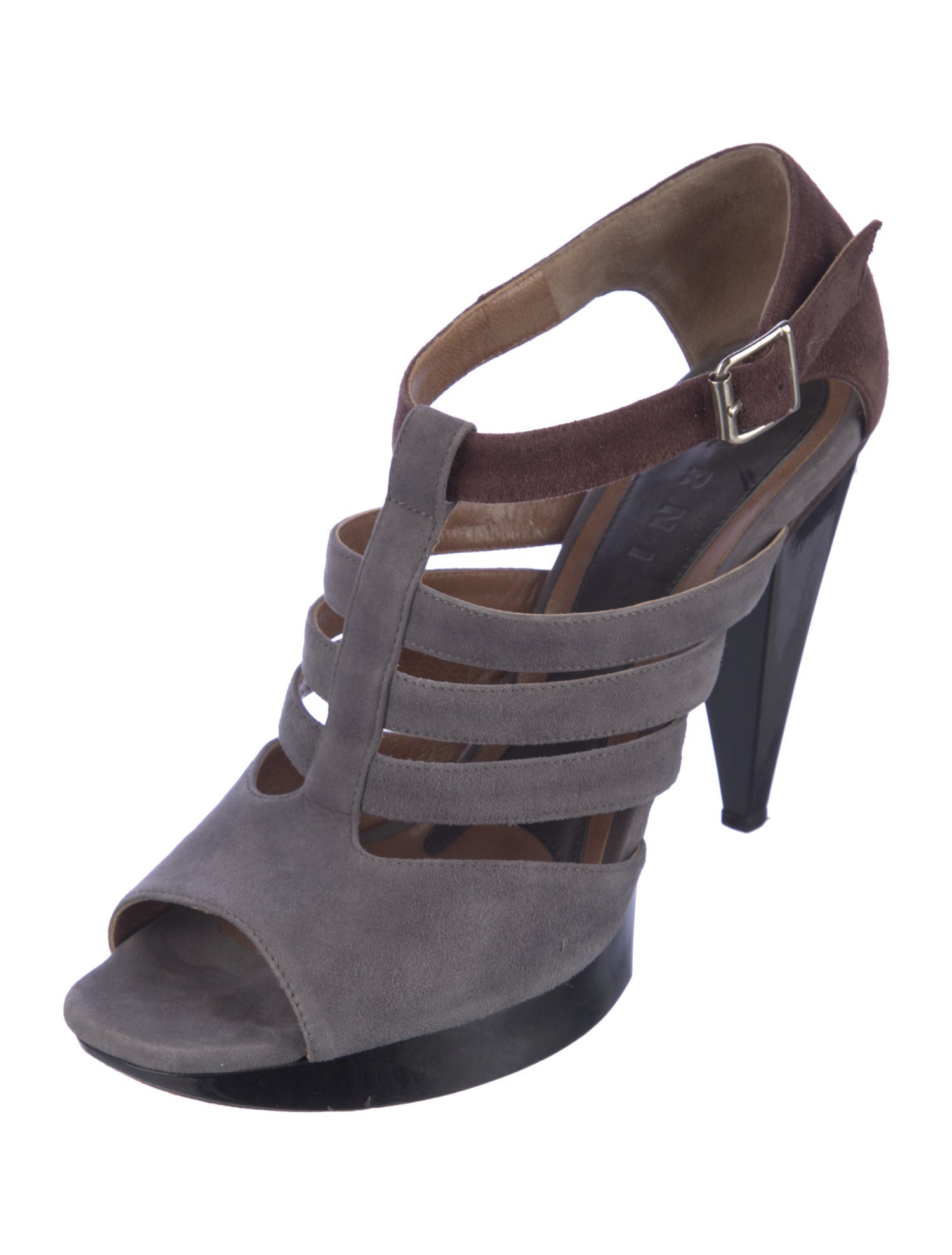 Marni Suede Colorblock Pattern Slingback Pumps