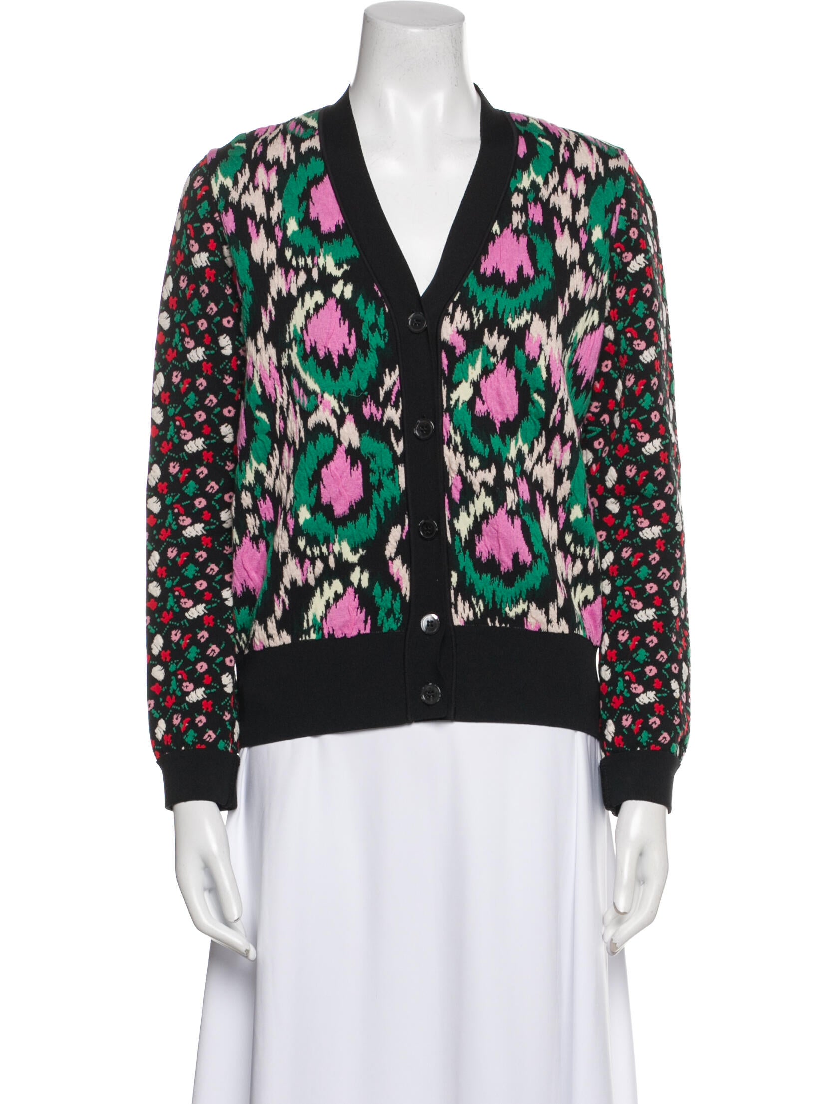 Marni Floral Print V-Neck Sweater