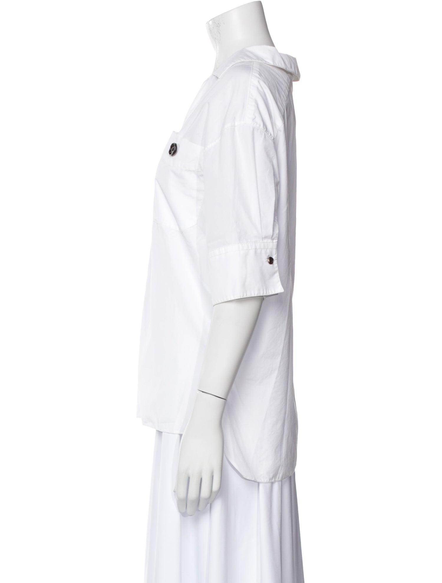 Marni V-Neck Three-Quarter Sleeve Button-Up Top