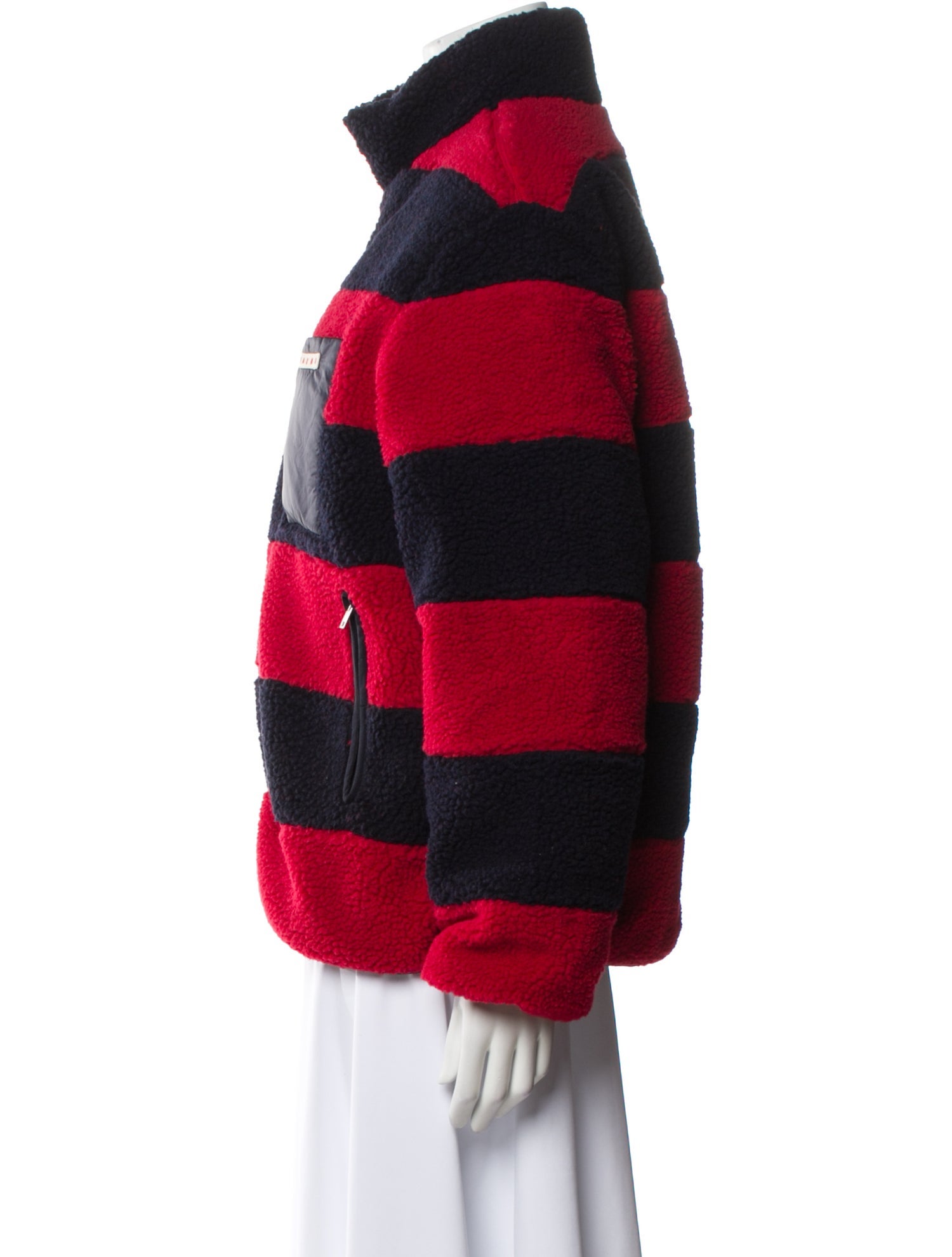 Marni Colorblock Pattern Faux Fur Jacket