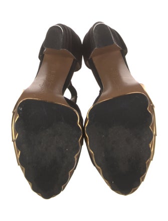 Marni Suede Cutout Accent T-Strap Pumps