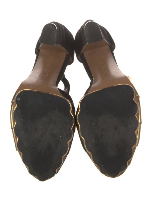 Marni Suede Cutout Accent T-Strap Pumps