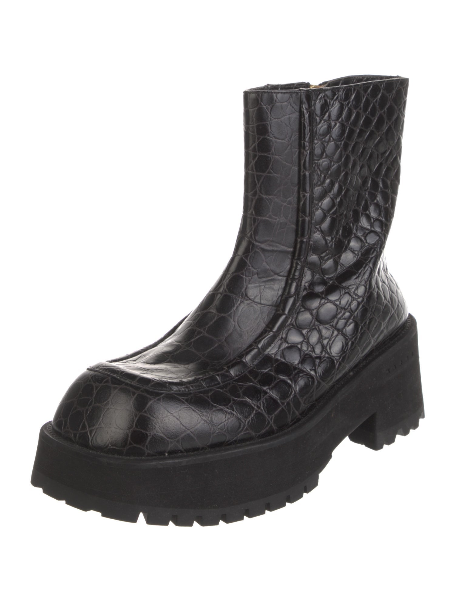 Marni Embossed Leather Combat Boots
