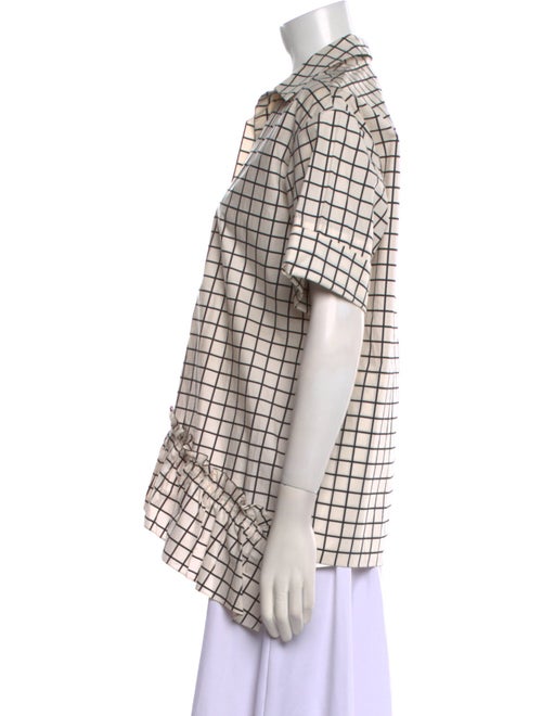 Marni Plaid Print Short Sleeve Button-Up Top