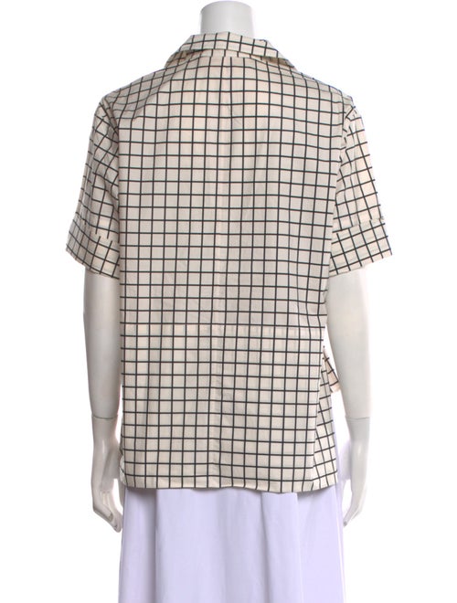 Marni Plaid Print Short Sleeve Button-Up Top
