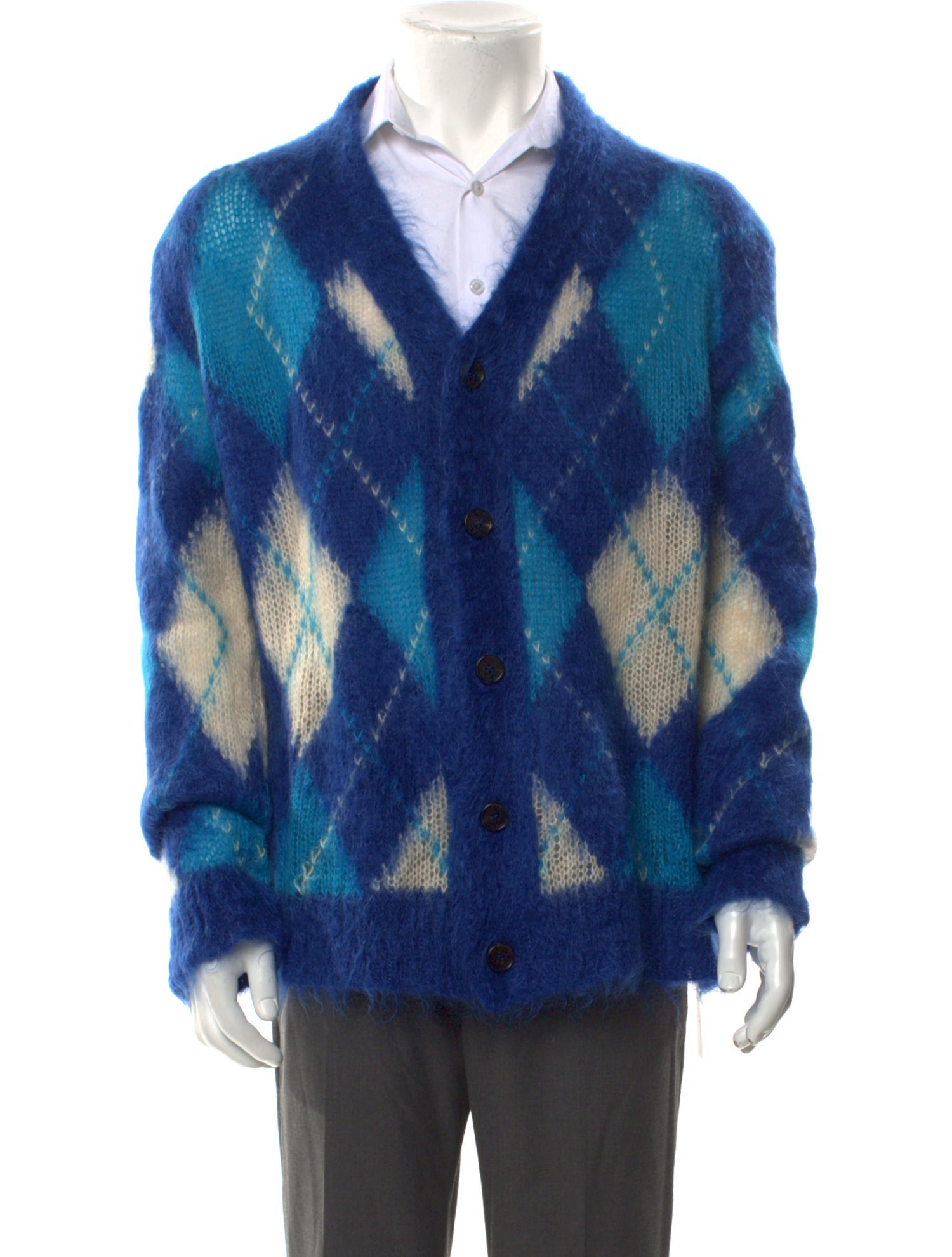 Marni Mohair Plaid Print Cardigan