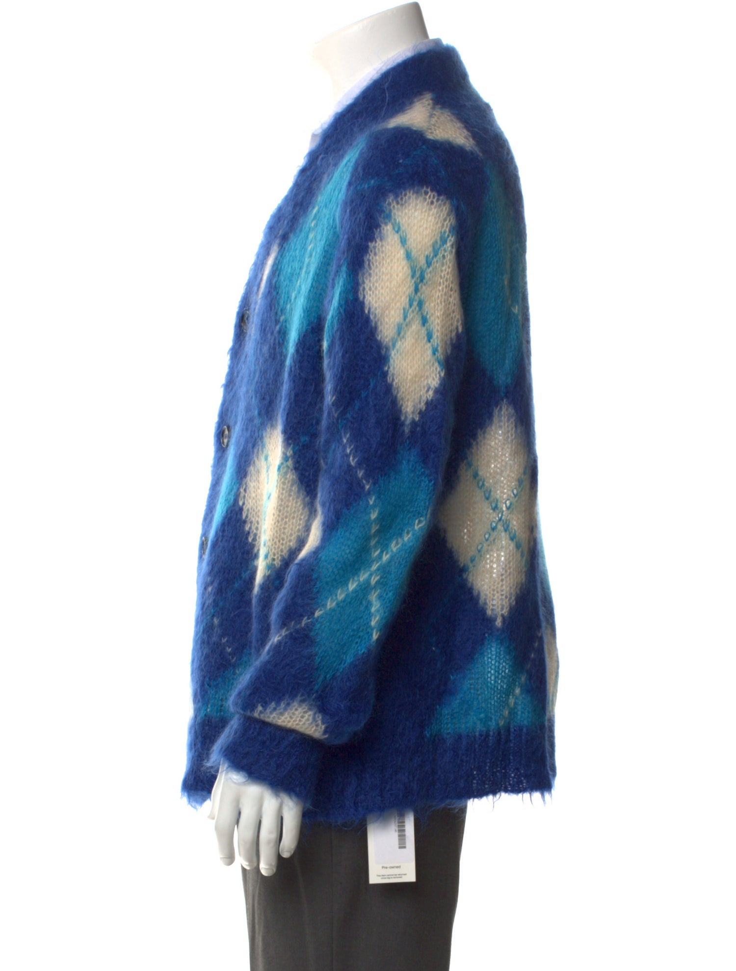 Marni Mohair Plaid Print Cardigan