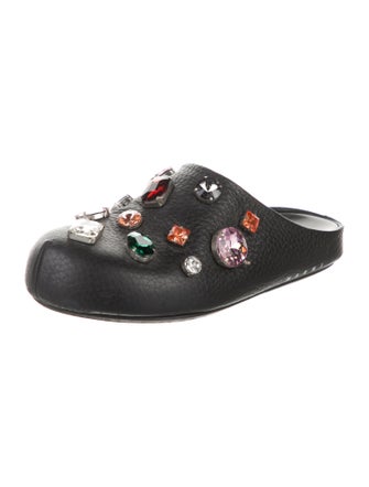 Marni Leather Crystal Embellishments Mules