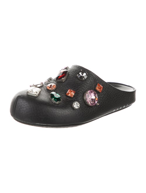 Marni Leather Crystal Embellishments Mules