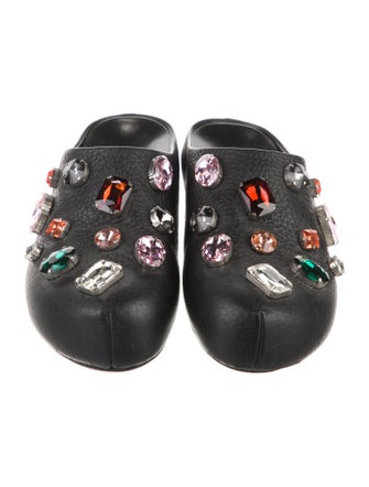 Marni Leather Crystal Embellishments Mules