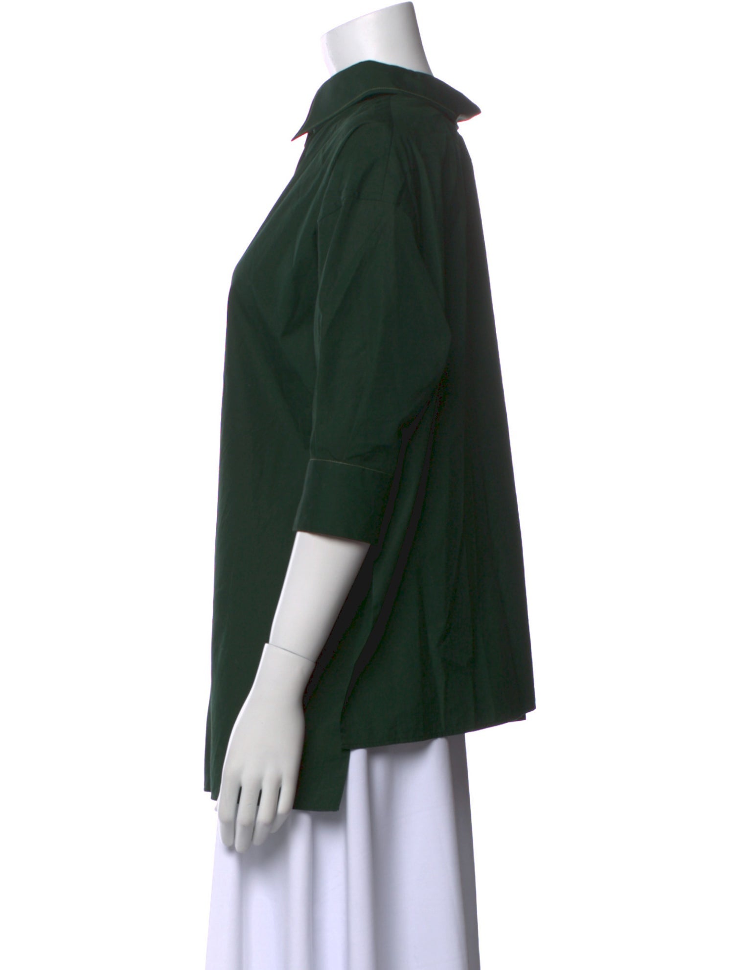 Marni Mock Neck Three-Quarter Sleeve Button-Up Top