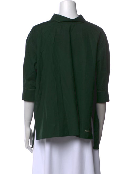 Marni Mock Neck Three-Quarter Sleeve Button-Up Top