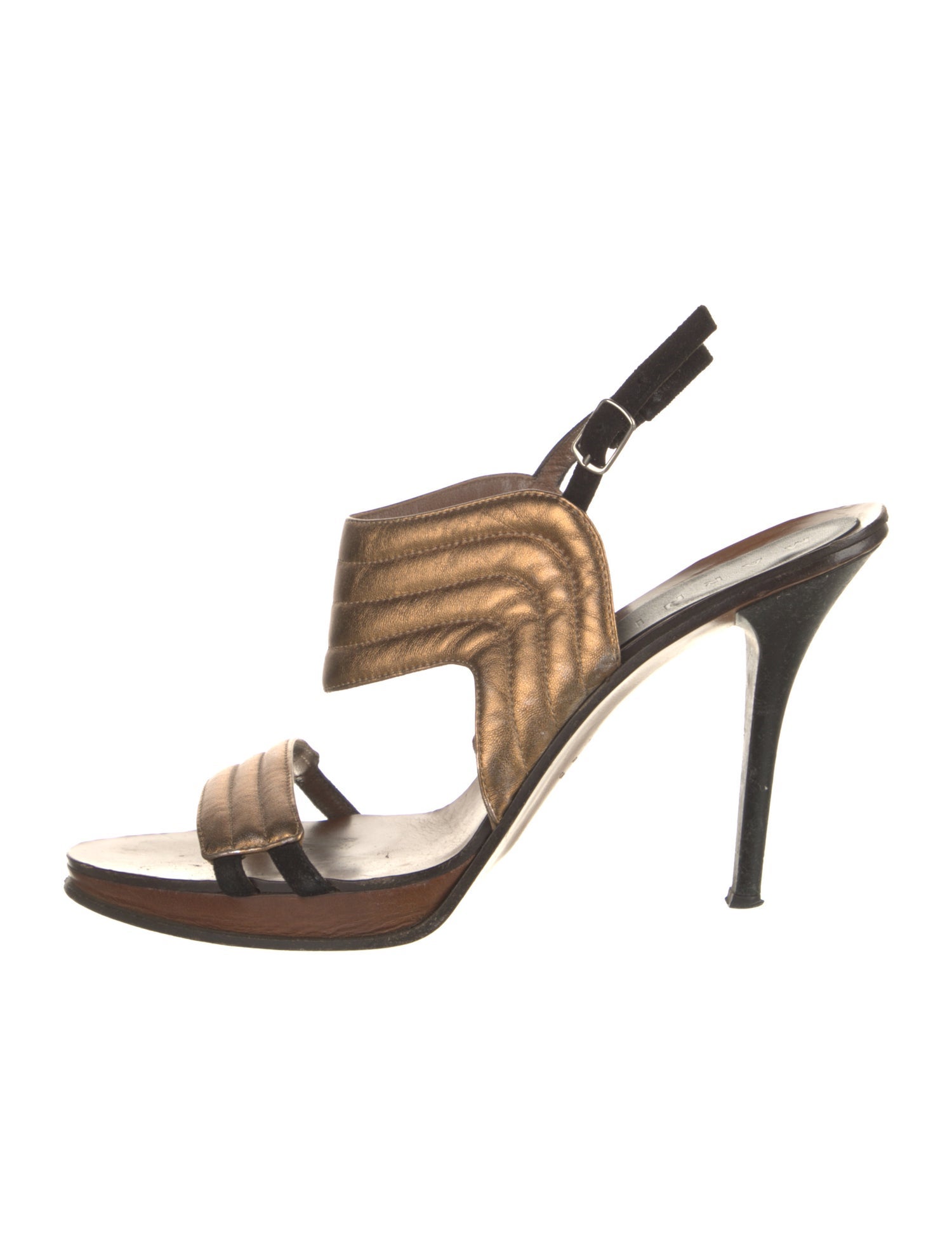 Marni Quilted Pattern Leather Slingback Sandals