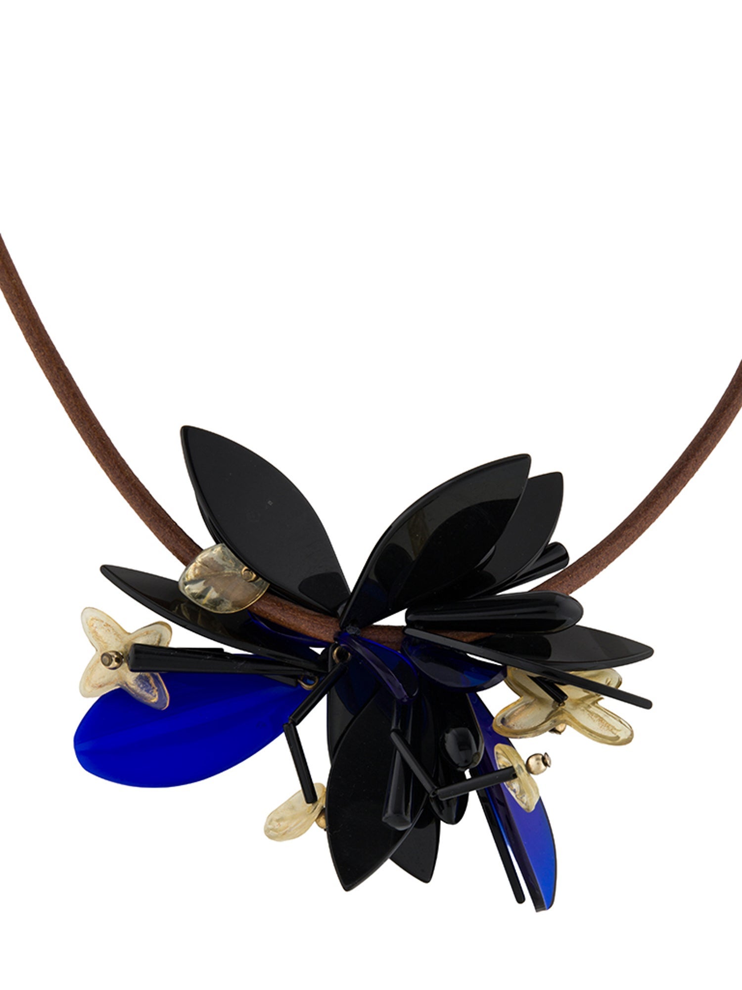 Marni Leather & Resin Floral Pendant Necklace