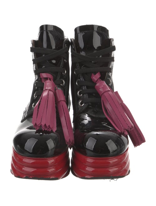 Marni Patent Leather Tassel Accents Lace-Up Boots