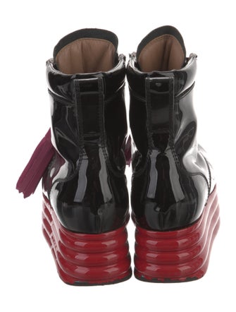 Marni Patent Leather Tassel Accents Lace-Up Boots