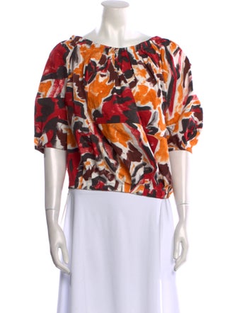 Marni Floral Print Bateau Neckline Blouse