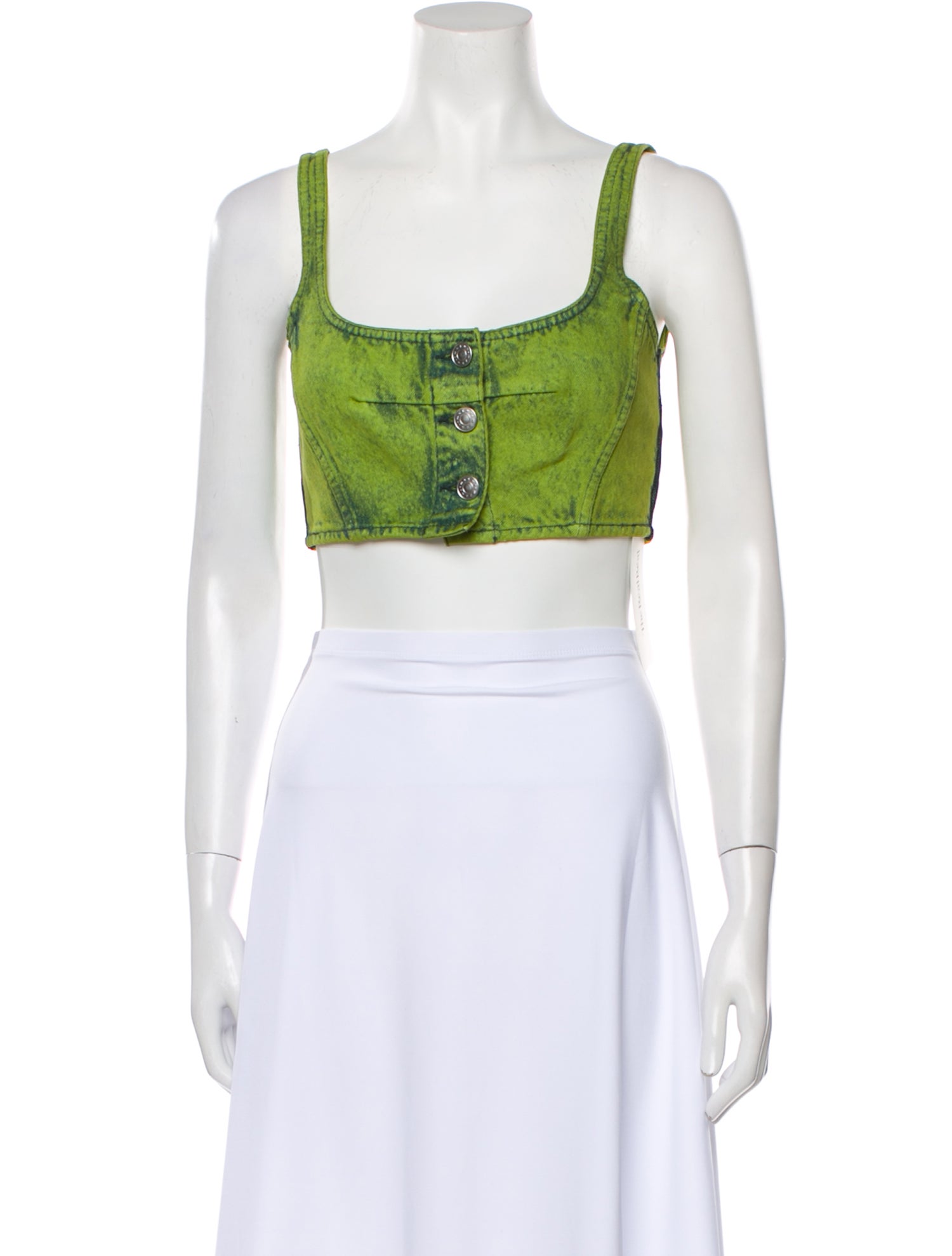 Marni Square Neckline Sleeveless Crop Top