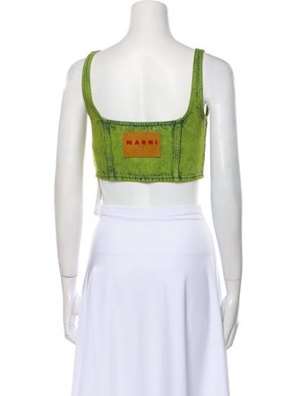 Marni Square Neckline Sleeveless Crop Top