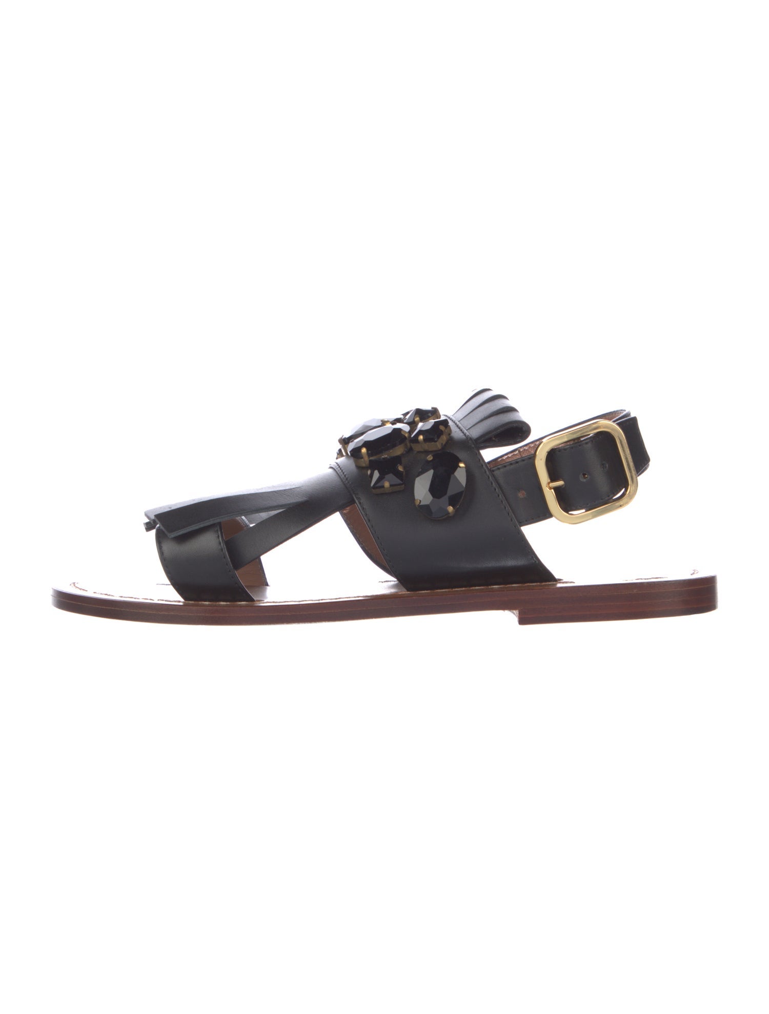 Marni Leather Crystal Embellishments Gladiator Sandals