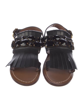 Marni Leather Crystal Embellishments Gladiator Sandals