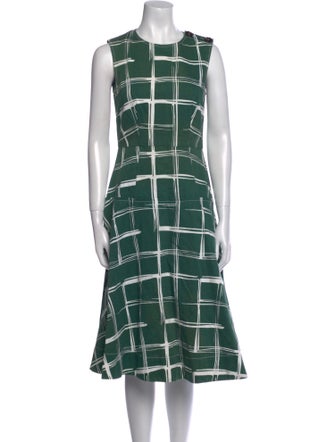 Marni Plaid Print Midi Length Dress