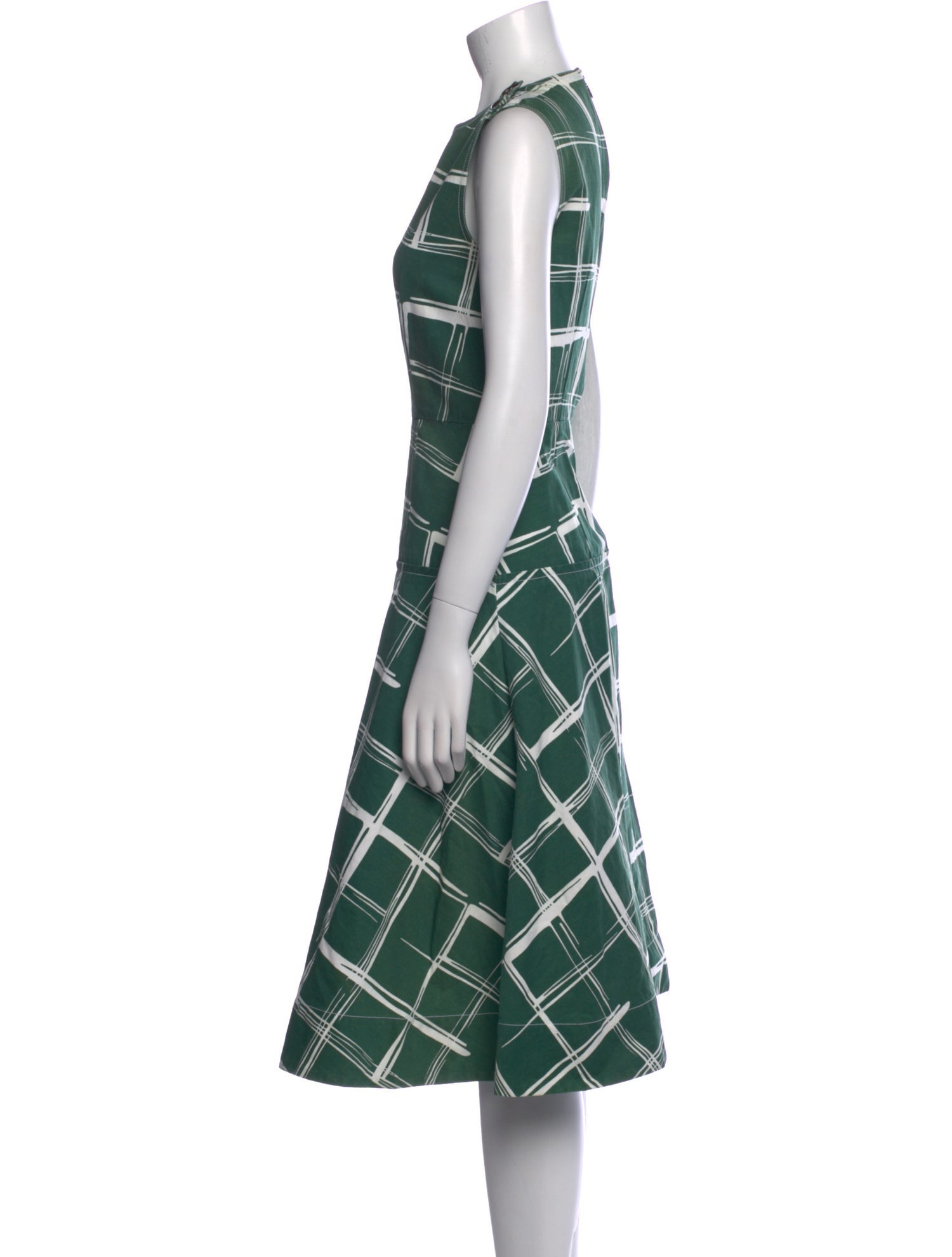 Marni Plaid Print Midi Length Dress