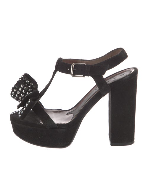 Marni Suede Bow Accents T-Strap Sandals