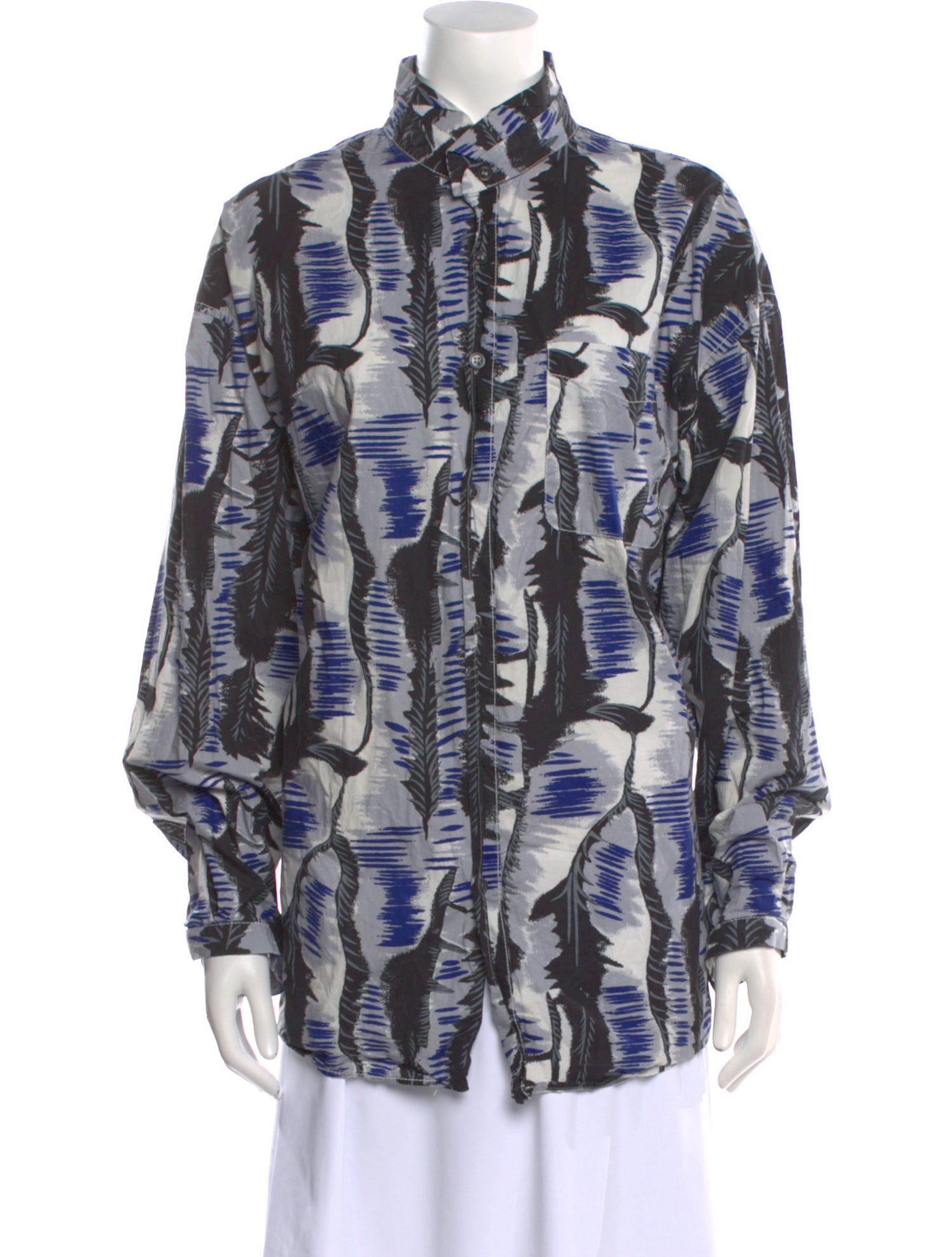 Marni Printed Long Sleeve Button-Up Top