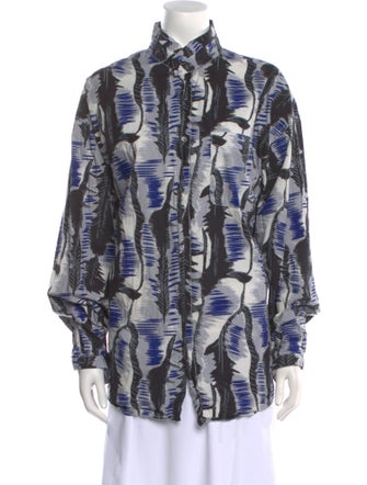 Marni Printed Long Sleeve Button-Up Top