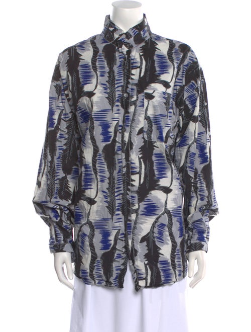 Marni Printed Long Sleeve Button-Up Top