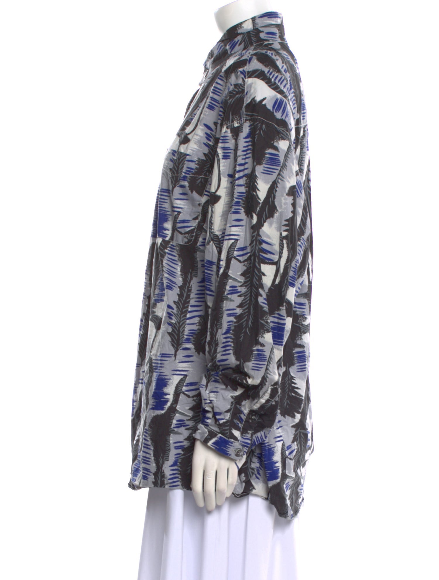 Marni Printed Long Sleeve Button-Up Top