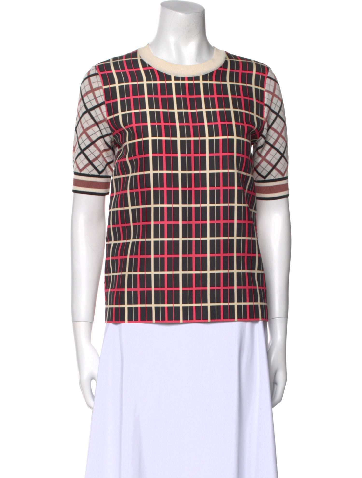 Marni Silk Plaid Print T-Shirt