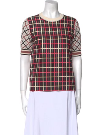 Marni Silk Plaid Print T-Shirt