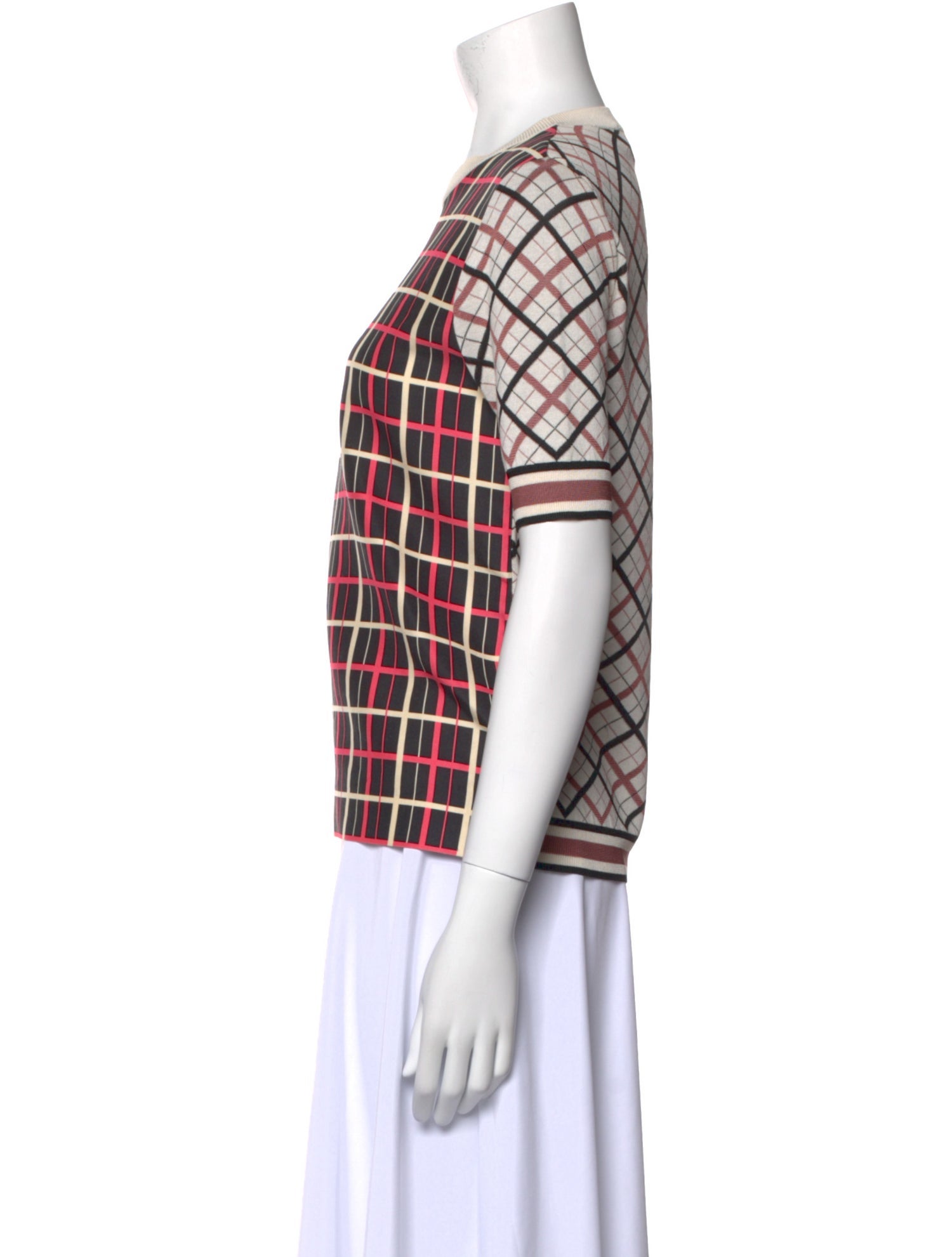 Marni Silk Plaid Print T-Shirt