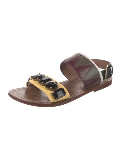 Marni Leather Colorblock Pattern Slingback Sandals