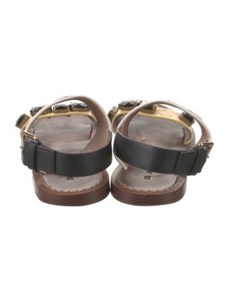 Marni Leather Colorblock Pattern Slingback Sandals