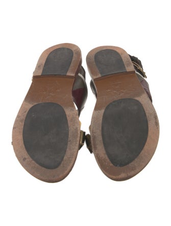 Marni Leather Colorblock Pattern Slingback Sandals