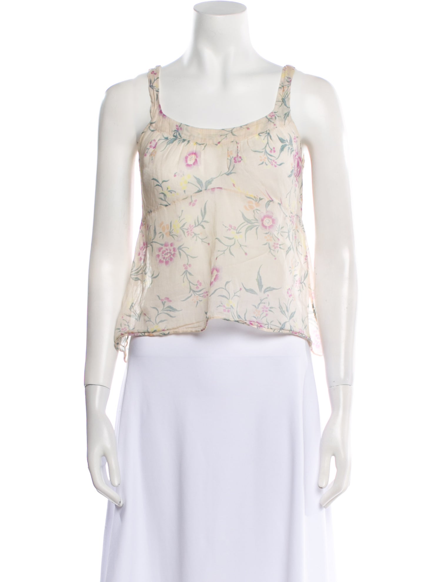 Marni Floral Print Scoop Neck Crop Top
