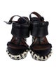 Marni Leather Plaid Print T-Strap Sandals
