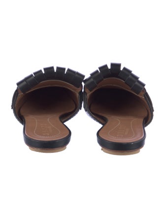Marni Leather Fringe Trim Accent Mules