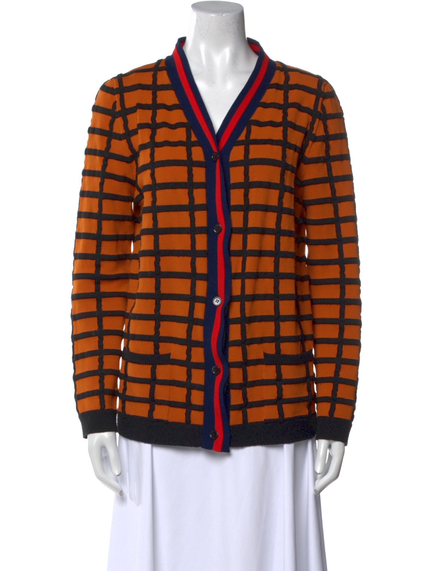 Marni Plaid Print V-Neck Sweater