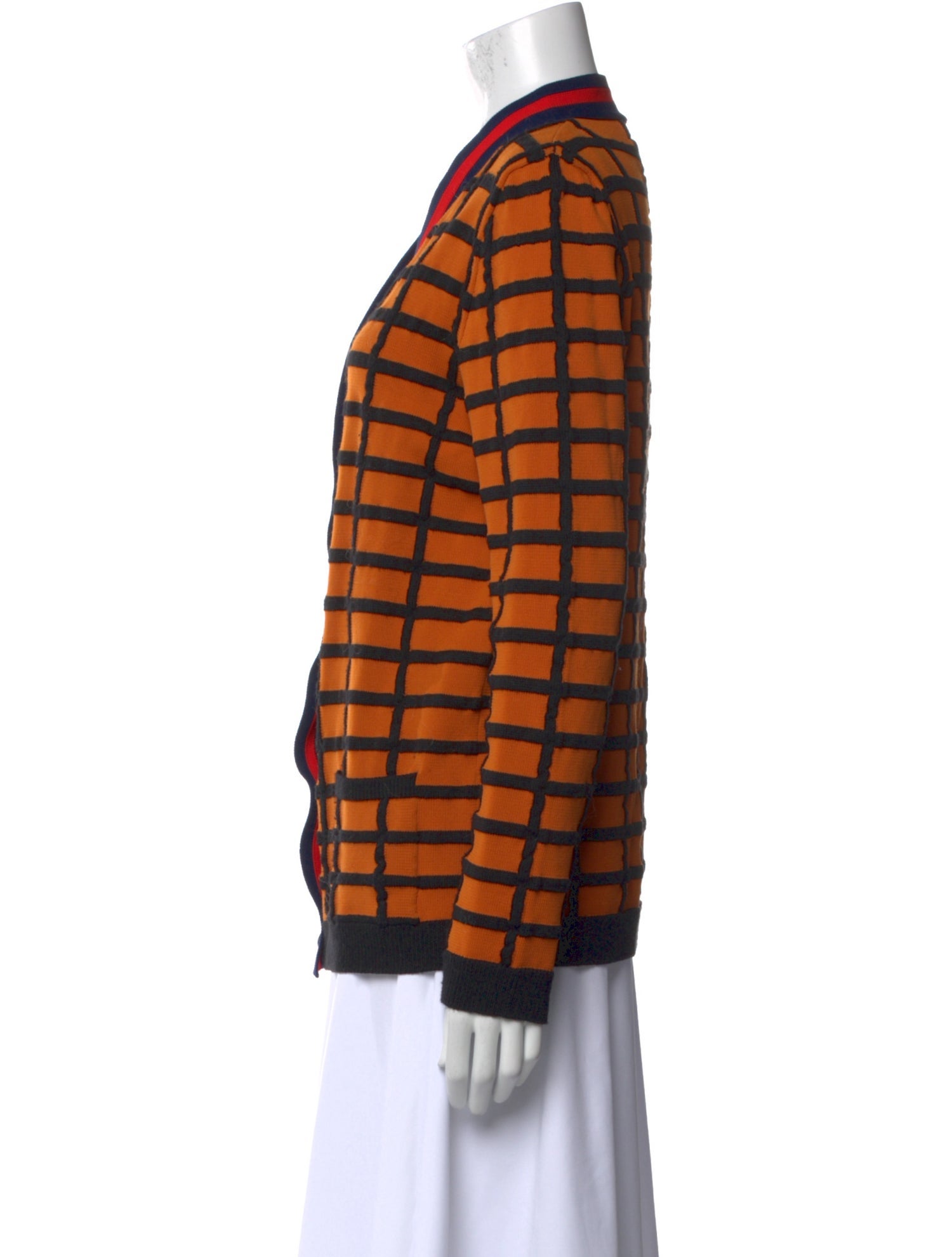 Marni Plaid Print V-Neck Sweater