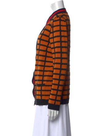 Marni Plaid Print V-Neck Sweater