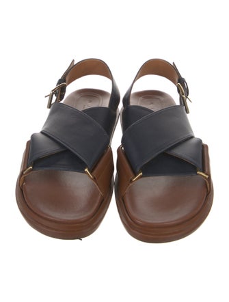 Marni Leather Colorblock Pattern Slingback Sandals
